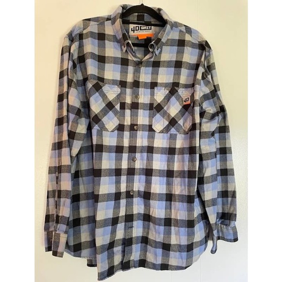 Duluth 40 Grit Blue Black Flannel Button Up Long Sleeve Sirt Men Size X-Large - Picture 1 of 3